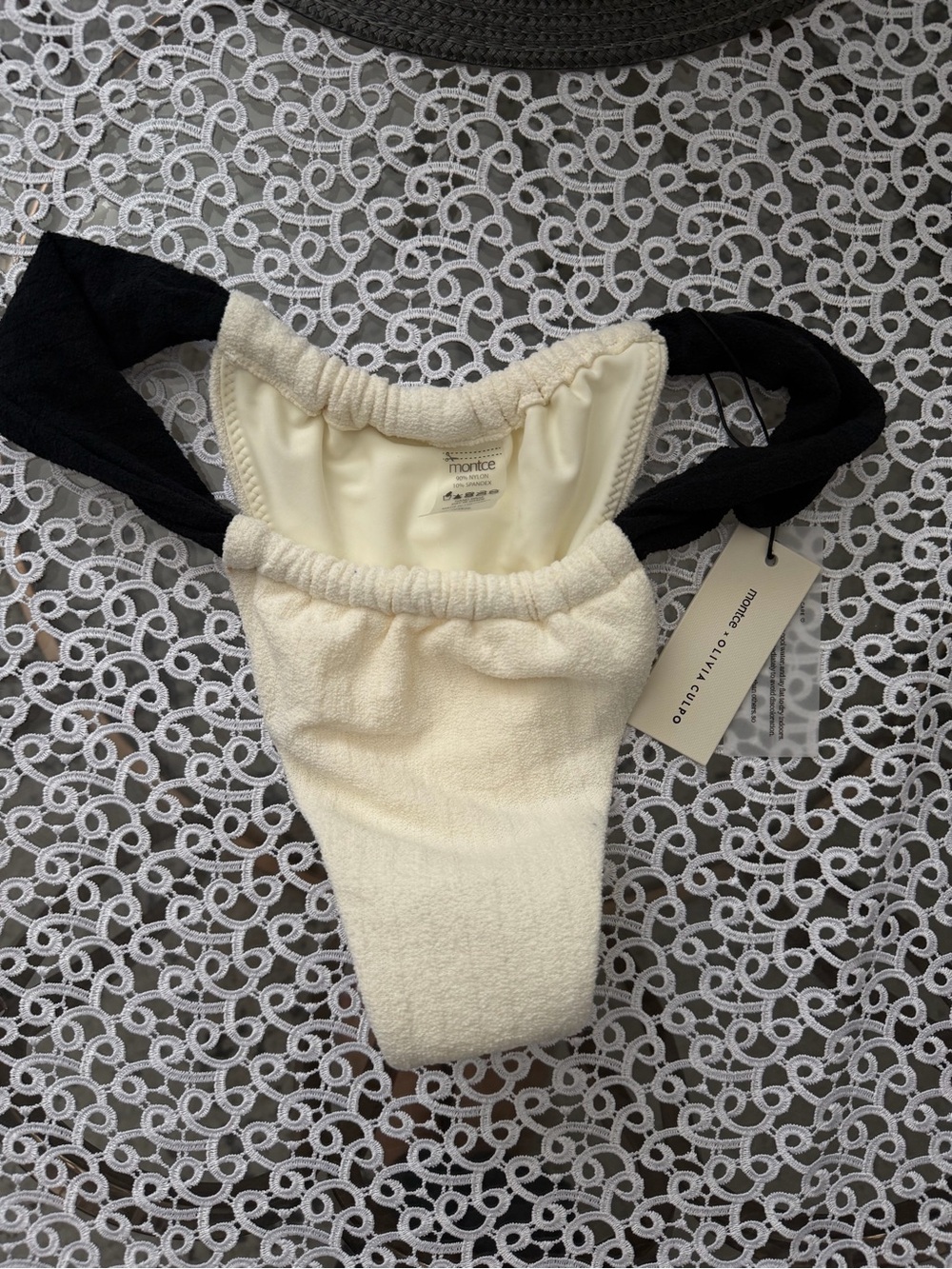Monce X OLIVIA CULPO Cream & Black Terry Bikini Bottom NWT